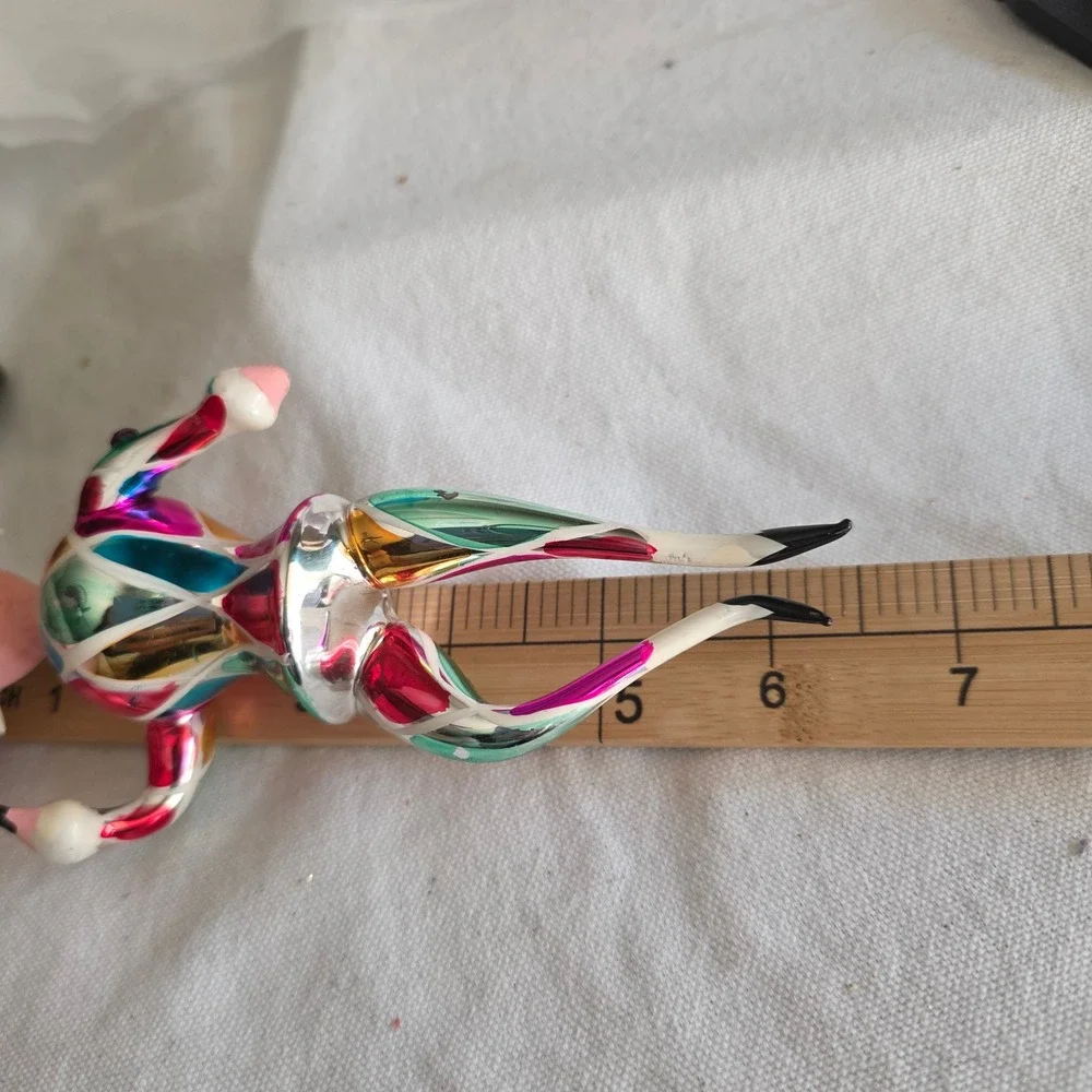 Vintage De Carlini Italian Blown Glass Harlequin Jester Christmas Ornament READ